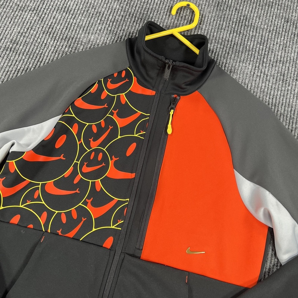 Nike Jacket Womens Small Black Red‎ Smile Swoosh DQ3524-010 Activewear Full Zip